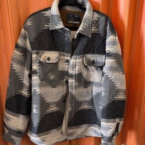 JACHS Men's Black and Gray Patterned Shirt Jacket